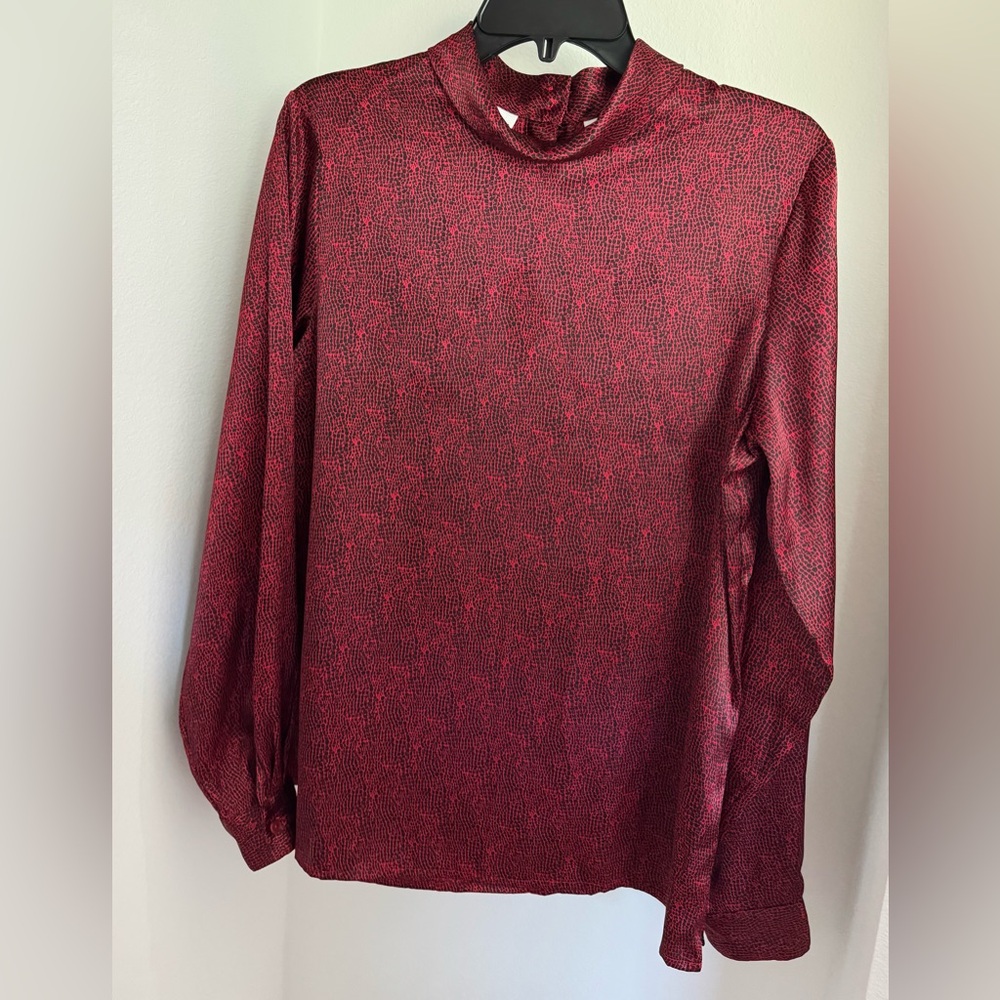 Liz Baker blouse Elegant Red and black long sleeve size 10T